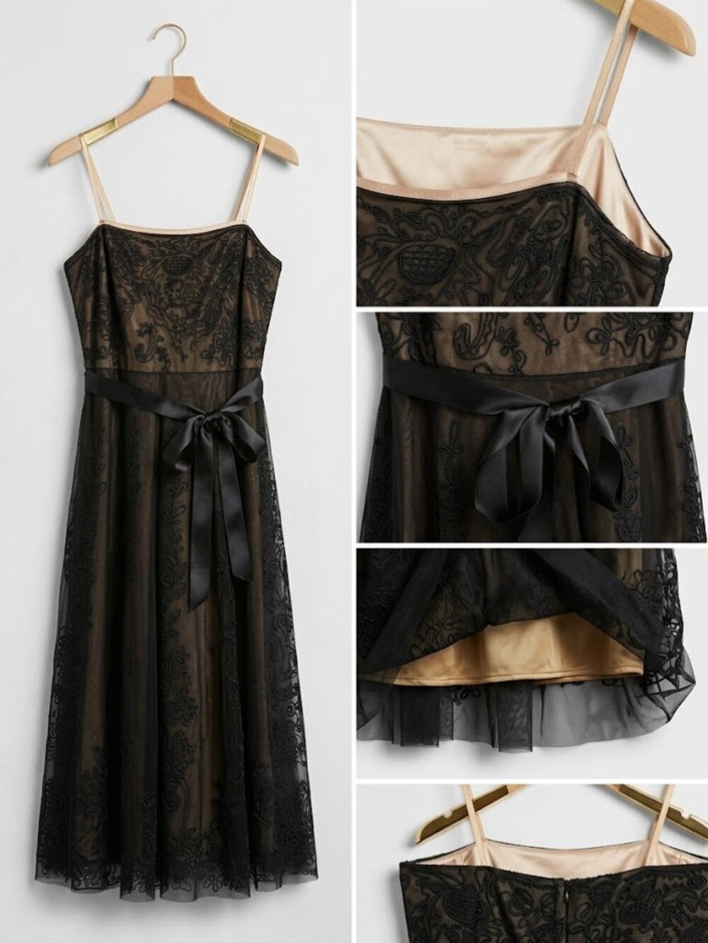 BCBG Embroidered Tulle Black Cocktail Dress
